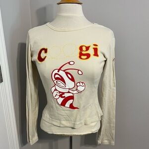 COOGI Cream/Tan Long Sleeve “Bee” Shirt Sz M